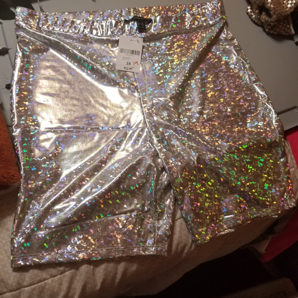 F21 Holographic Bike Shorts